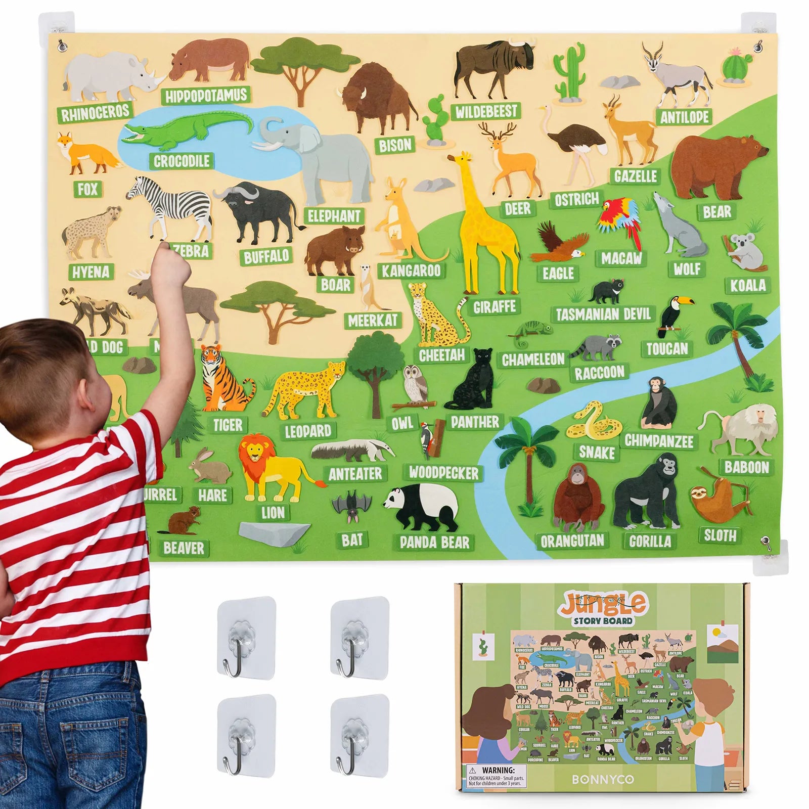 Jungla de Fieltro con 116 Figuras de Velcro - Story Board Sensorial Jungla de Fieltro con 116 Figuras de Velcro - Story Board Sensorial