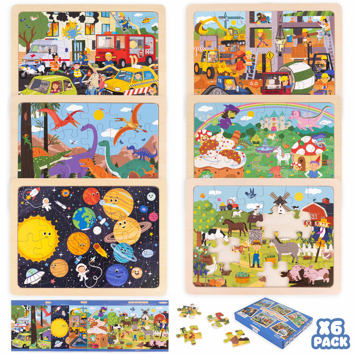 Puzzles de Madera de 24 Piezas con Diferentes Escenas