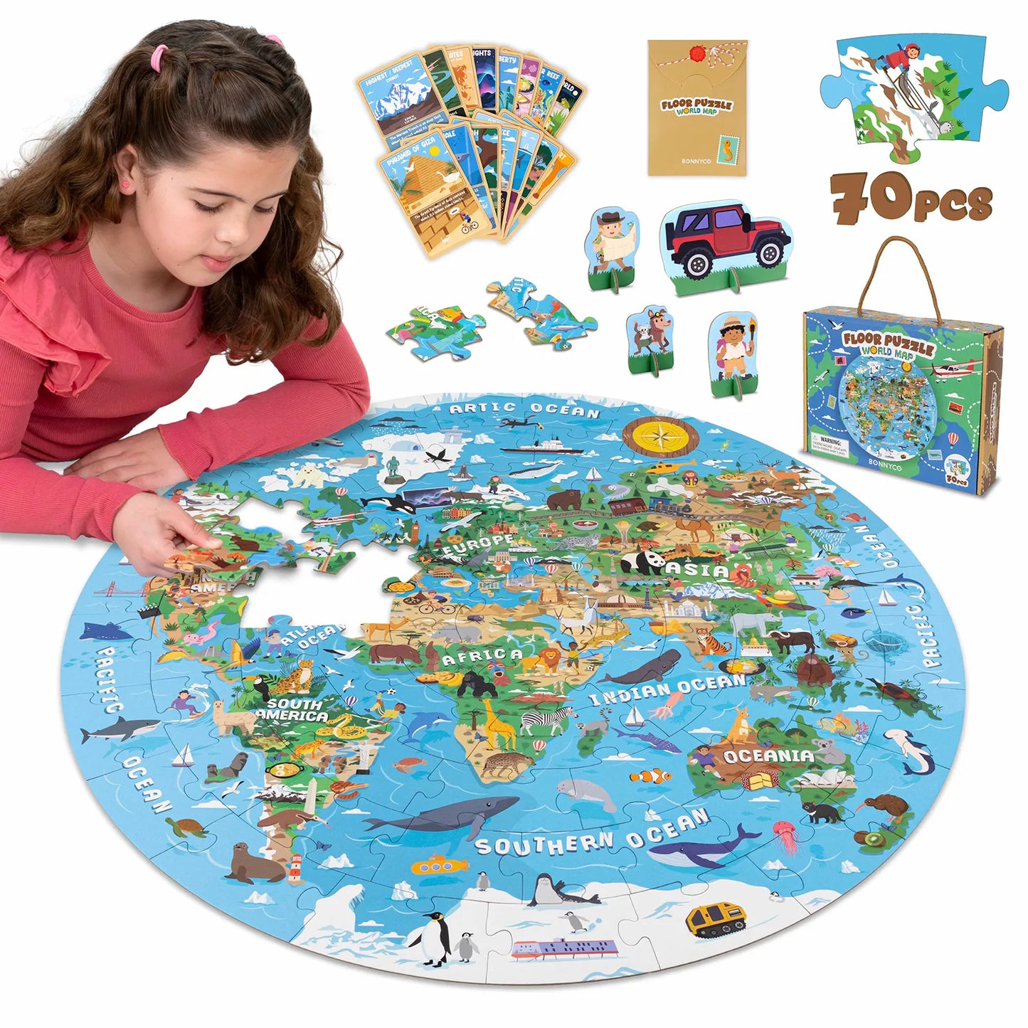 Puzzle XXL de 70 Piezas - Mapa del Mundo