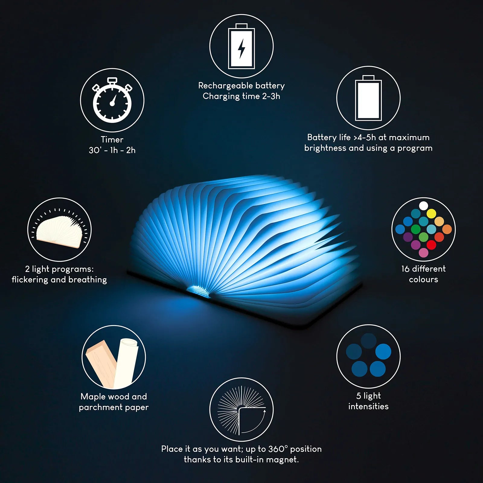 Pequeña Lámpara de Libro - Arce