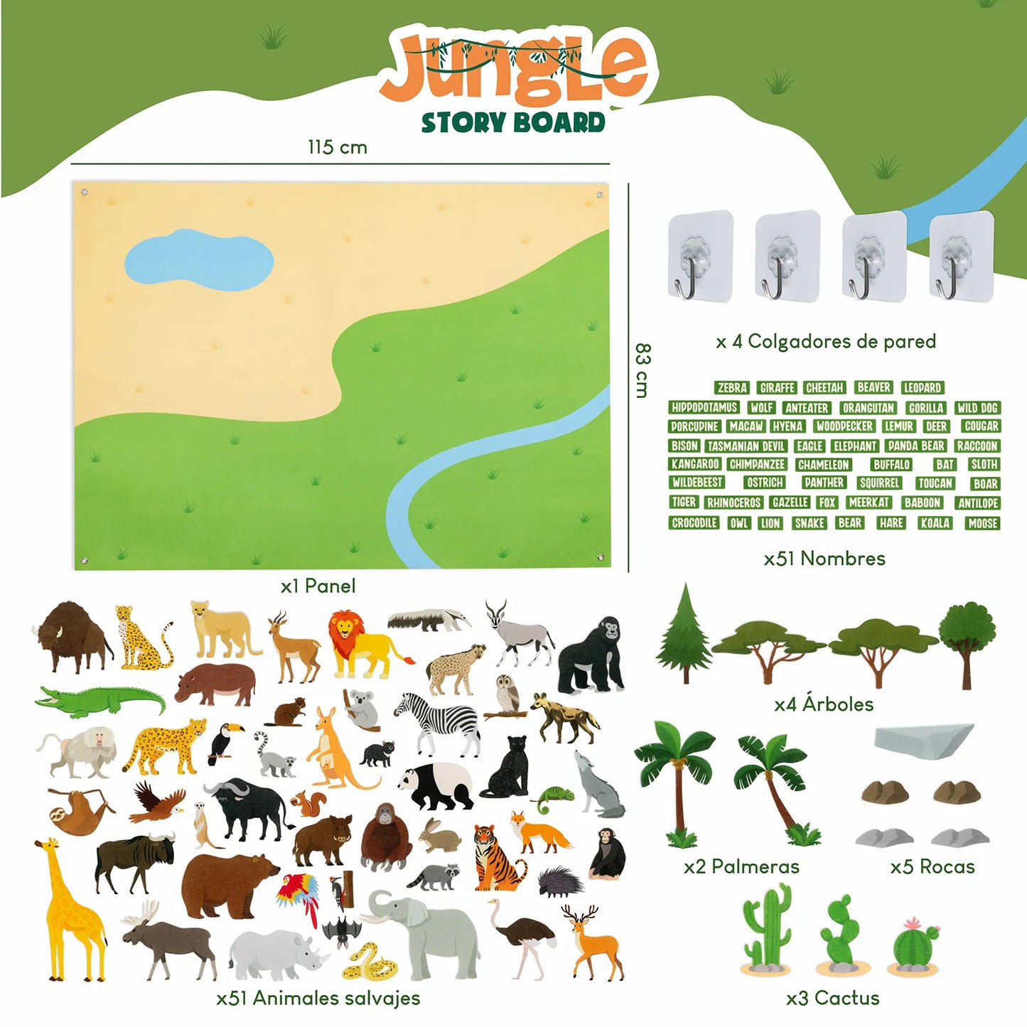 Panel Sensorial de Fieltro de la Jungla