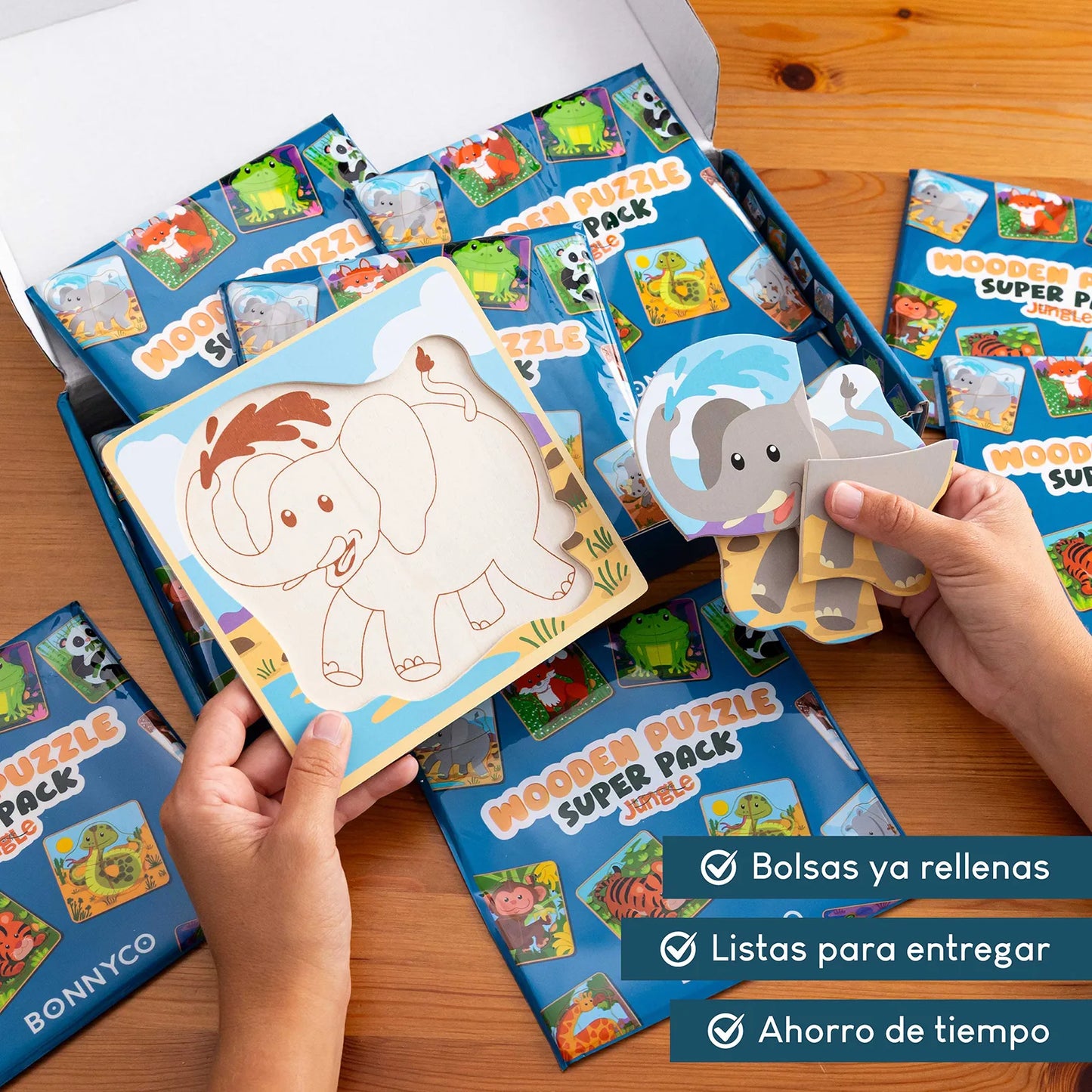 Puzzles de Madera de 4 Piezas con Animales