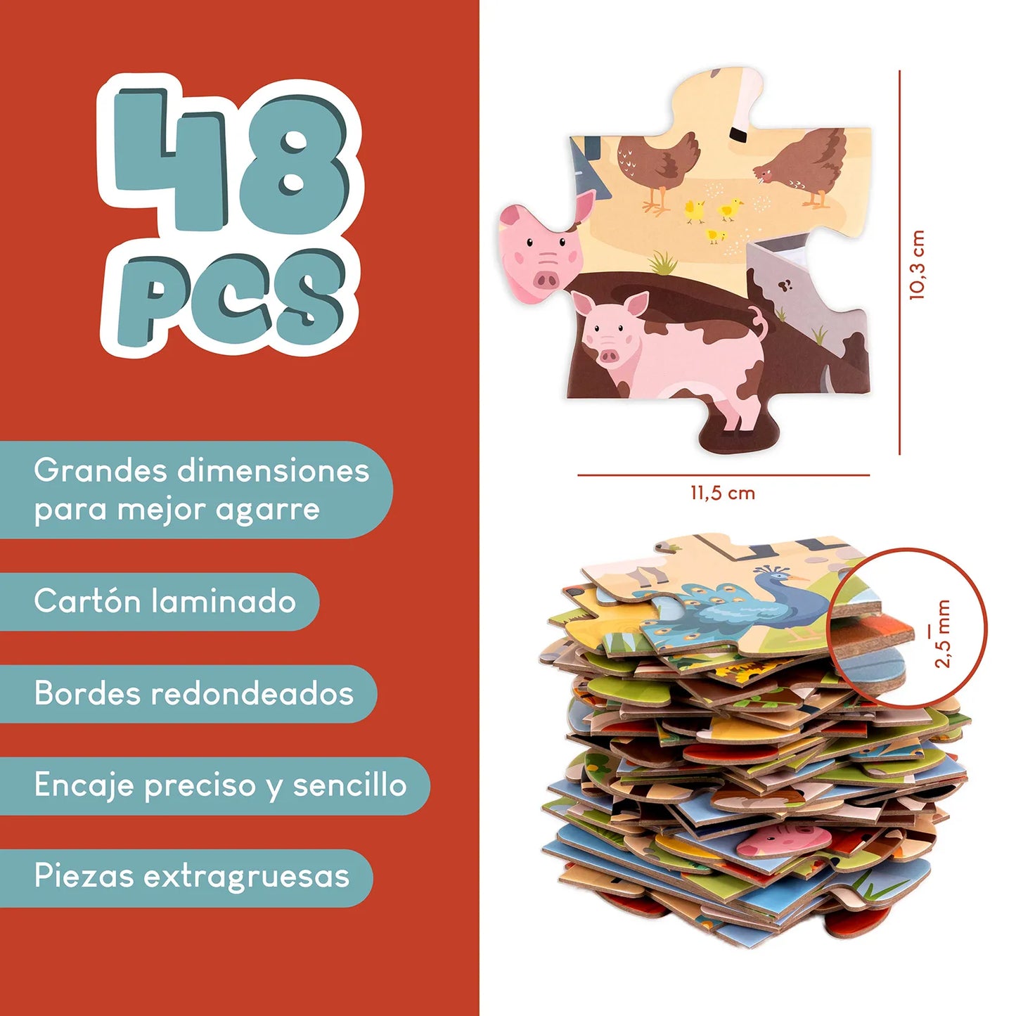 Puzzle XXL de 48 piezas - Granja