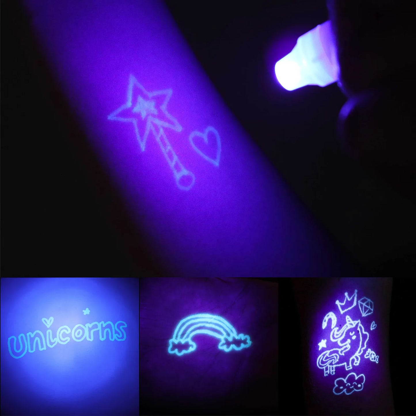 Cuadernos con Rotuladores de Tinta Invisible y Luz UV - Unicornios