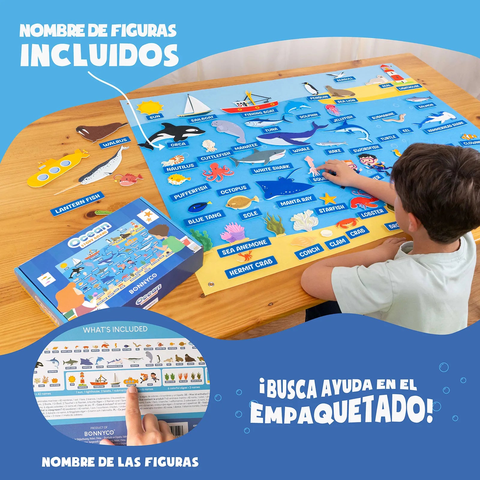 Panel Sensorial de Fieltro del Mundo Marino