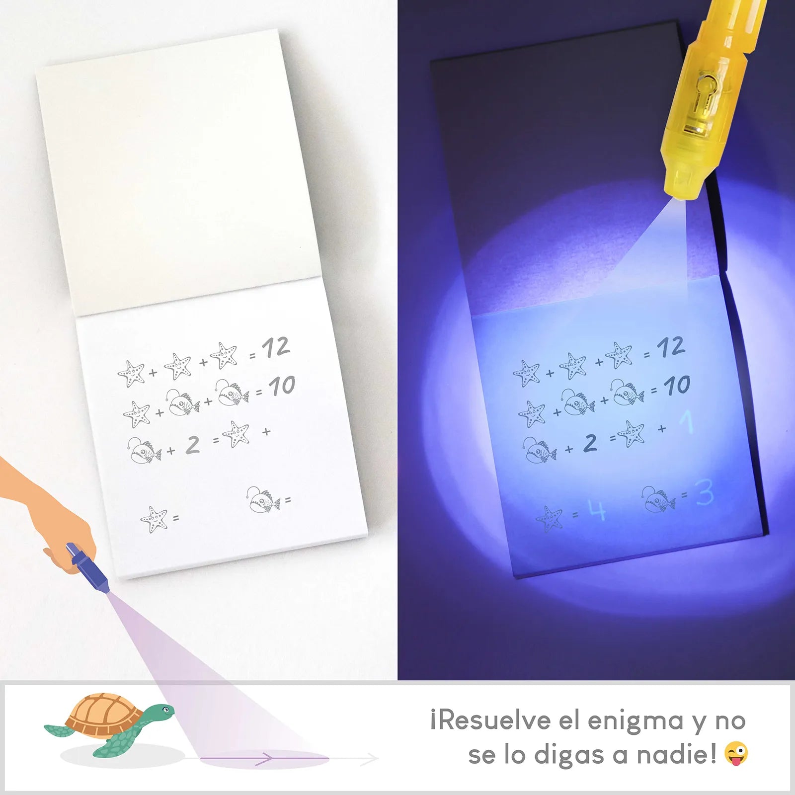 Cuadernos con Rotuladores de Tinta Invisible y Luz UV - Océano
