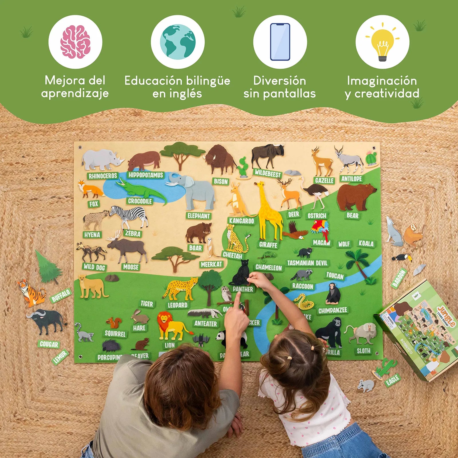 Panel Sensorial de Fieltro de la Jungla