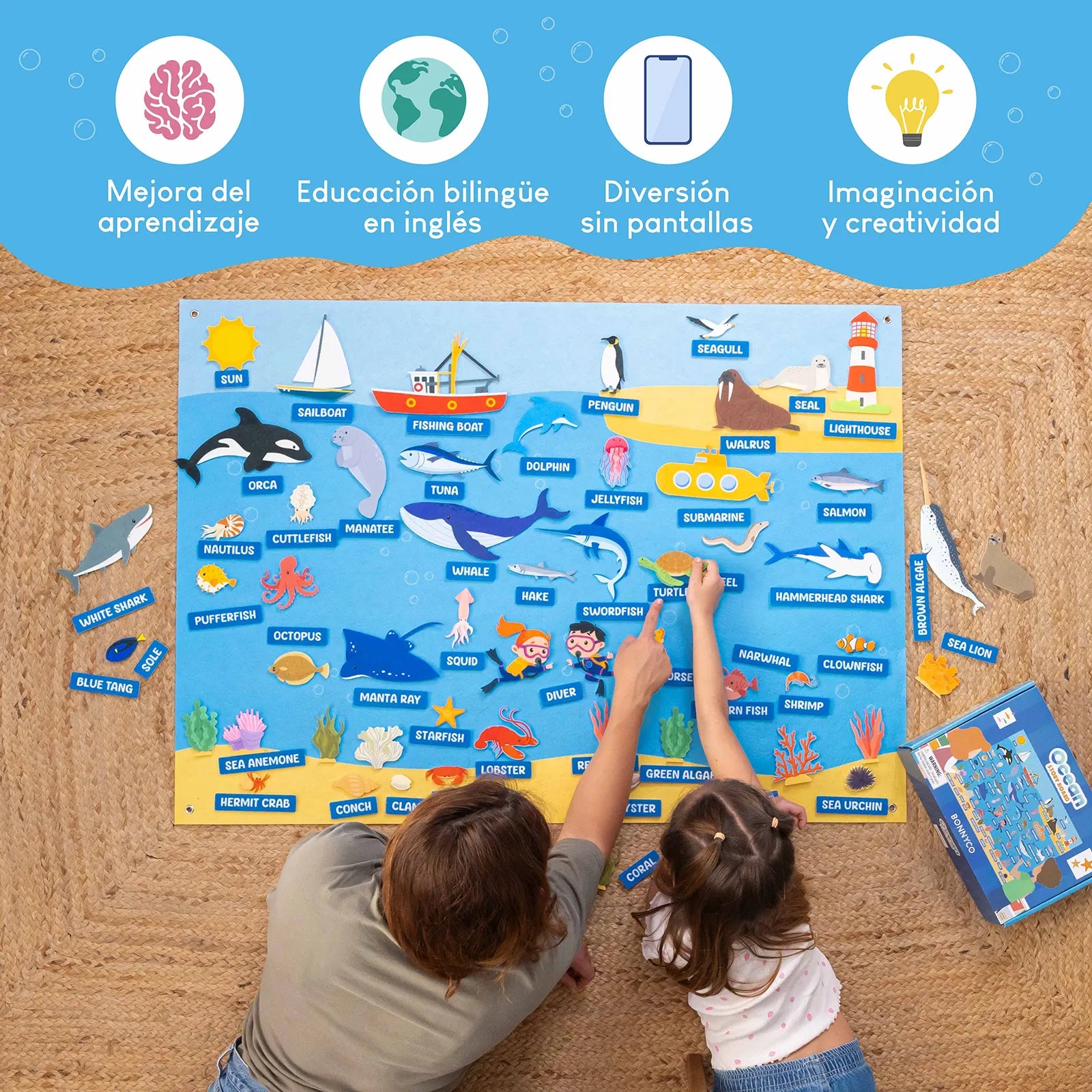 Panel Sensorial de Fieltro del Mundo Marino