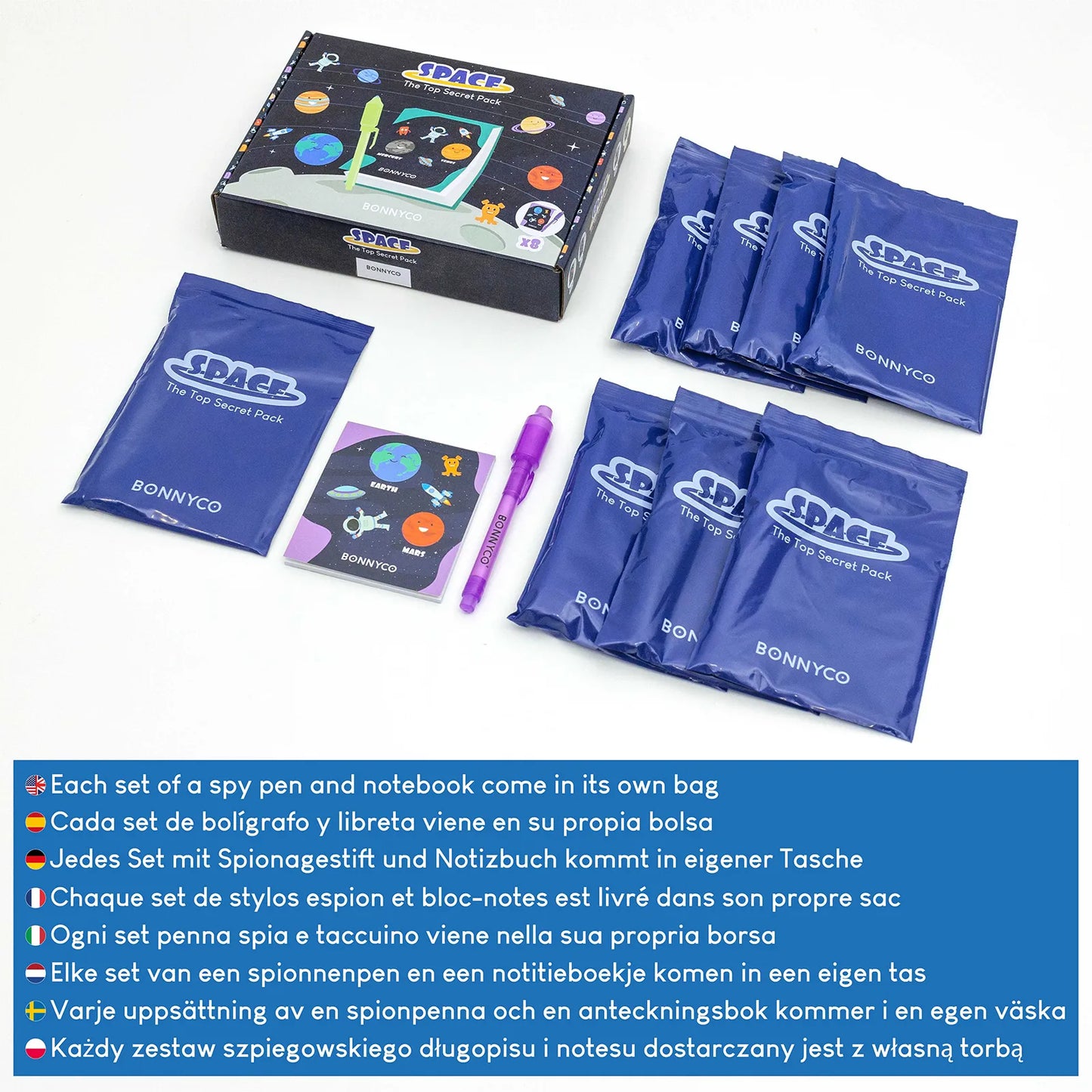 Cuadernos con Rotuladores de Tinta Invisible y Luz UV - Espacio