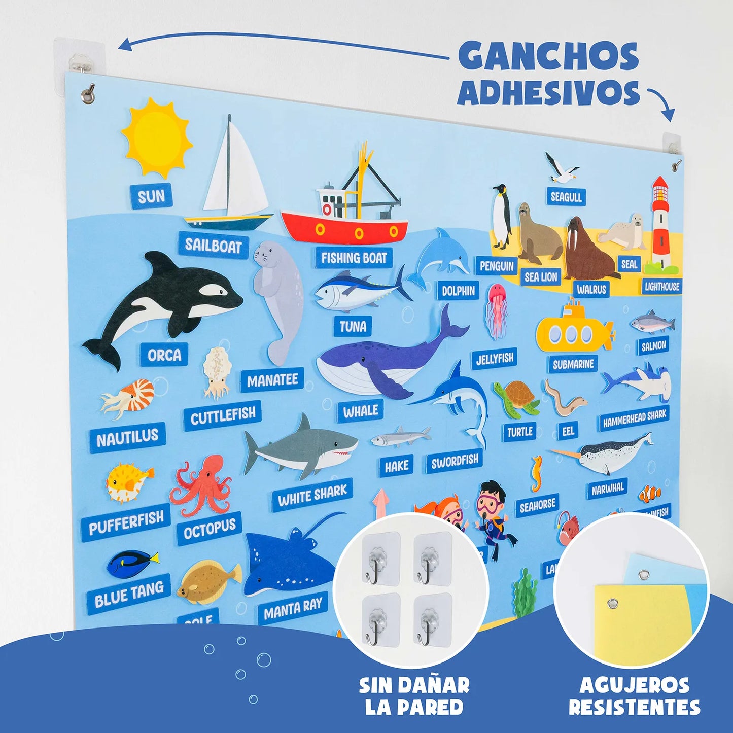 Panel Sensorial de Fieltro del Mundo Marino