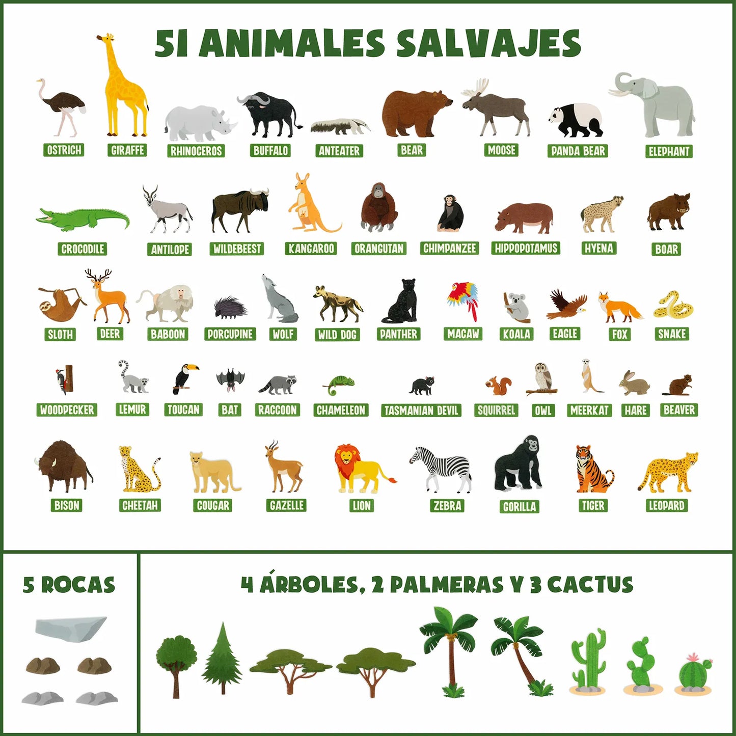 Panel Sensorial de Fieltro de la Jungla