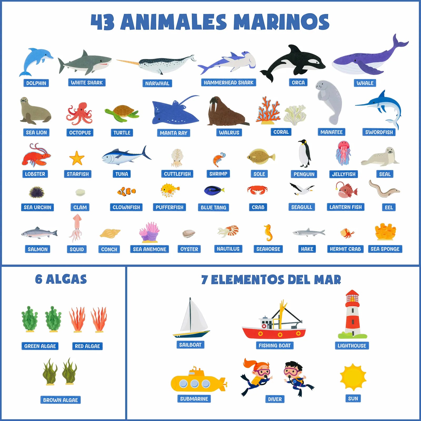 Panel Sensorial de Fieltro del Mundo Marino