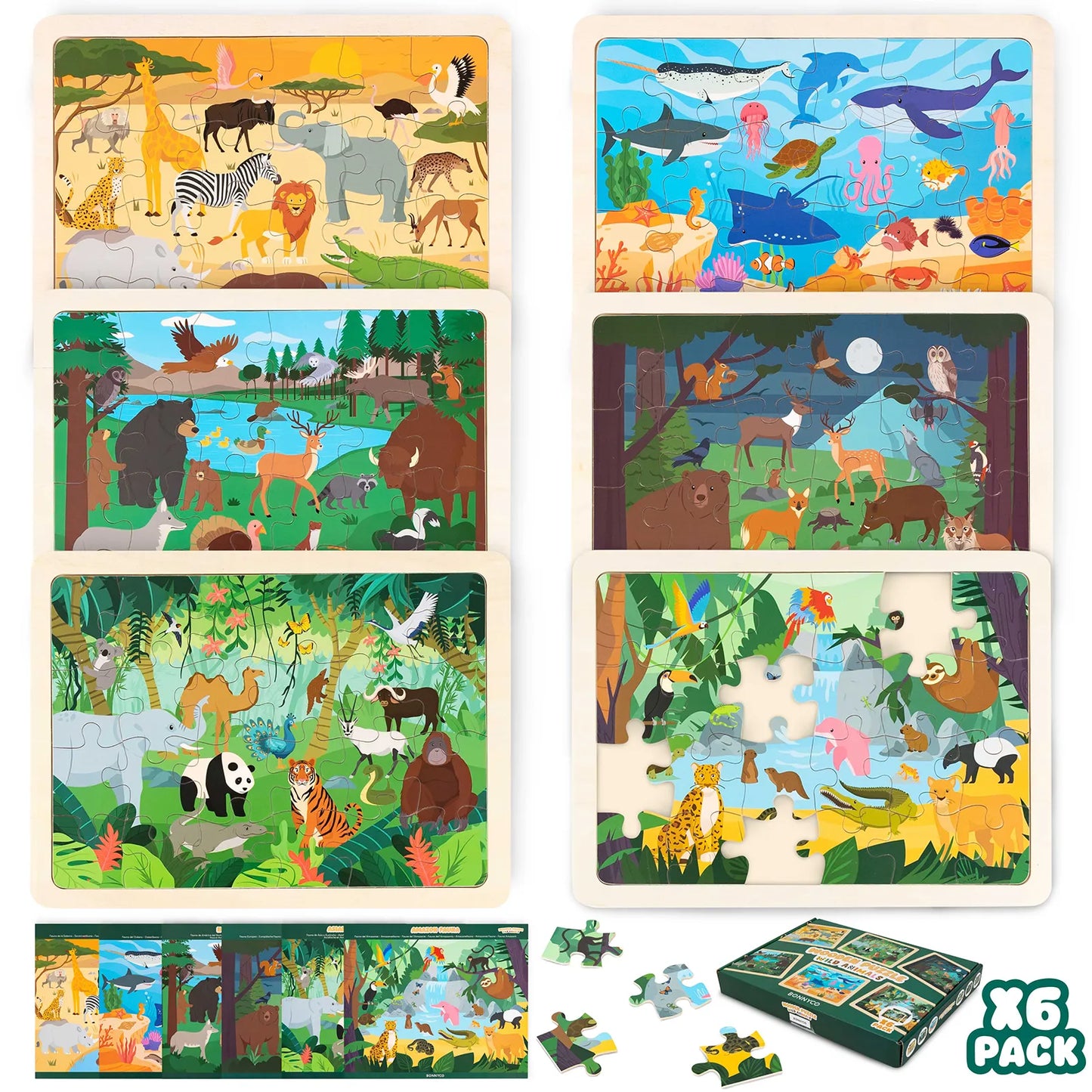 Puzzles de Madera de 24 Piezas con Animales