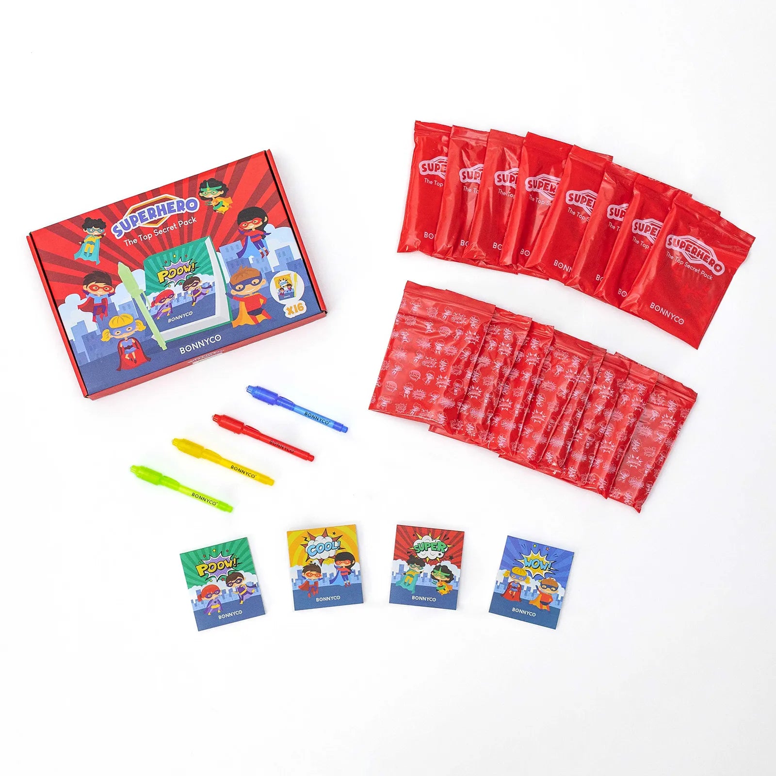 Cuadernos con Rotuladores de Tinta Invisible y Luz UV - Superhéroes