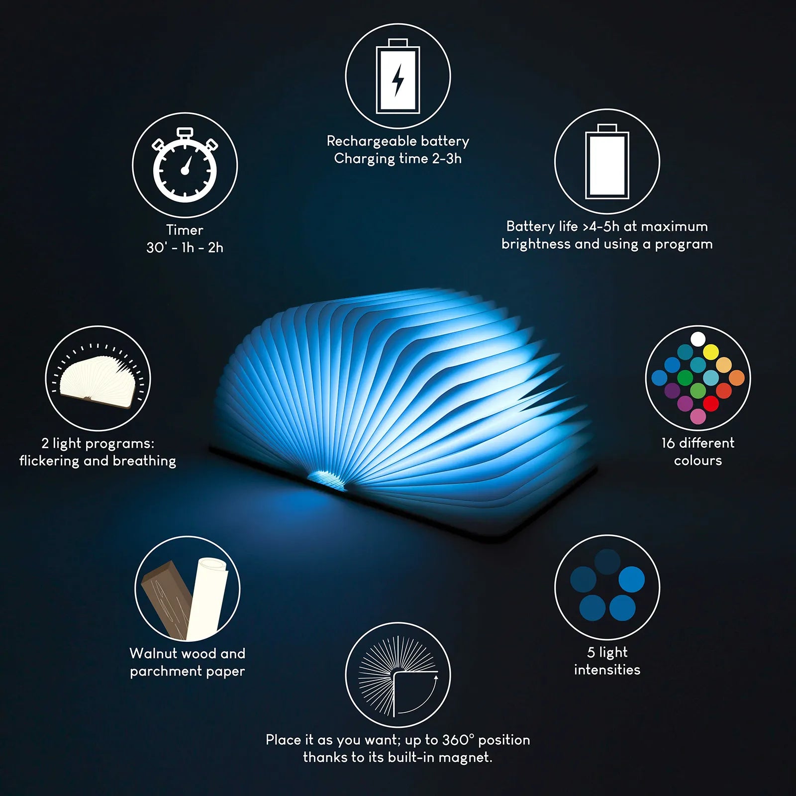 Pequeña Lámpara de Libro - Nogal