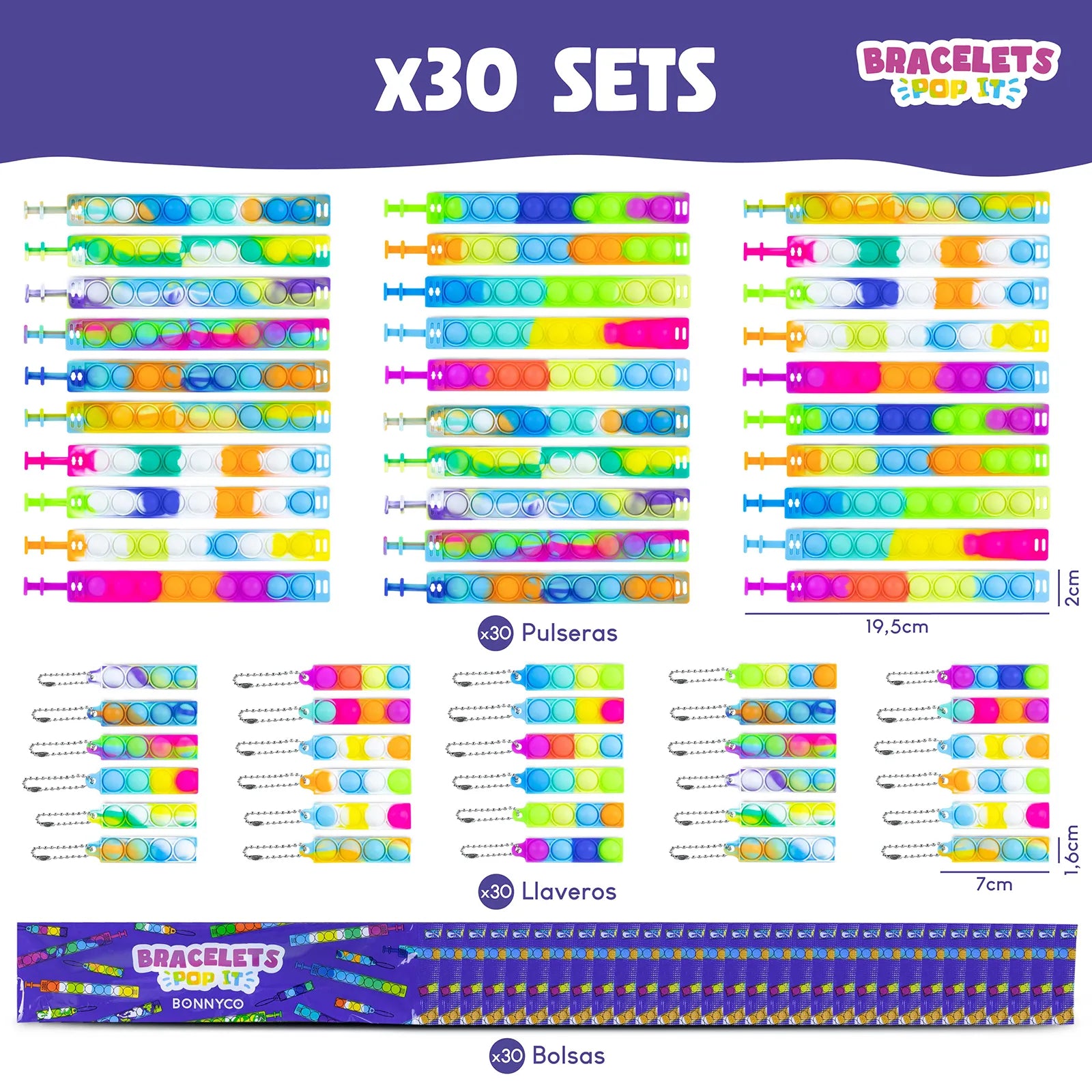 Pulseras Pop It con Llaveros