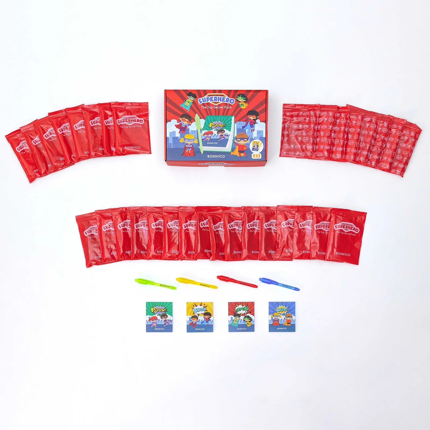 Cuadernos con Rotuladores de Tinta Invisible y Luz UV - Superhéroes