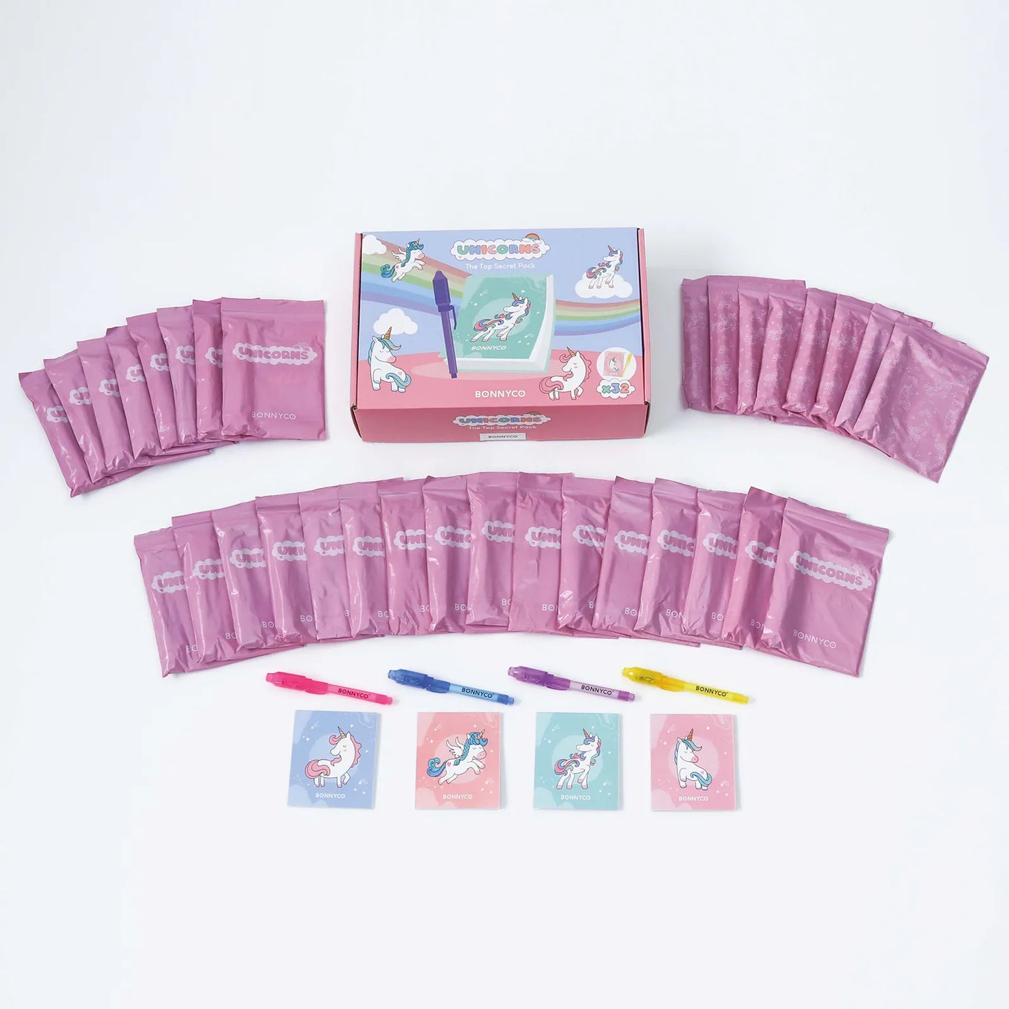 Cuadernos con Rotuladores de Tinta Invisible y Luz UV - Unicornios