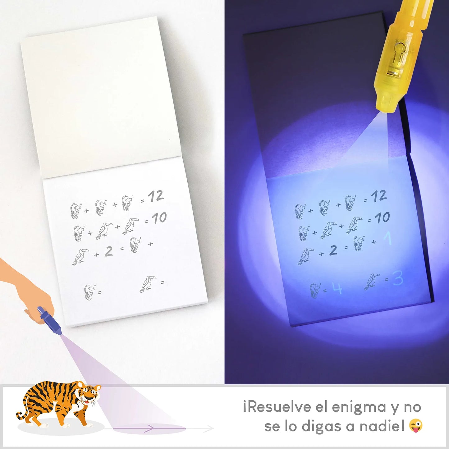 Cuadernos con Rotuladores de Tinta Invisible y Luz UV - Jungla