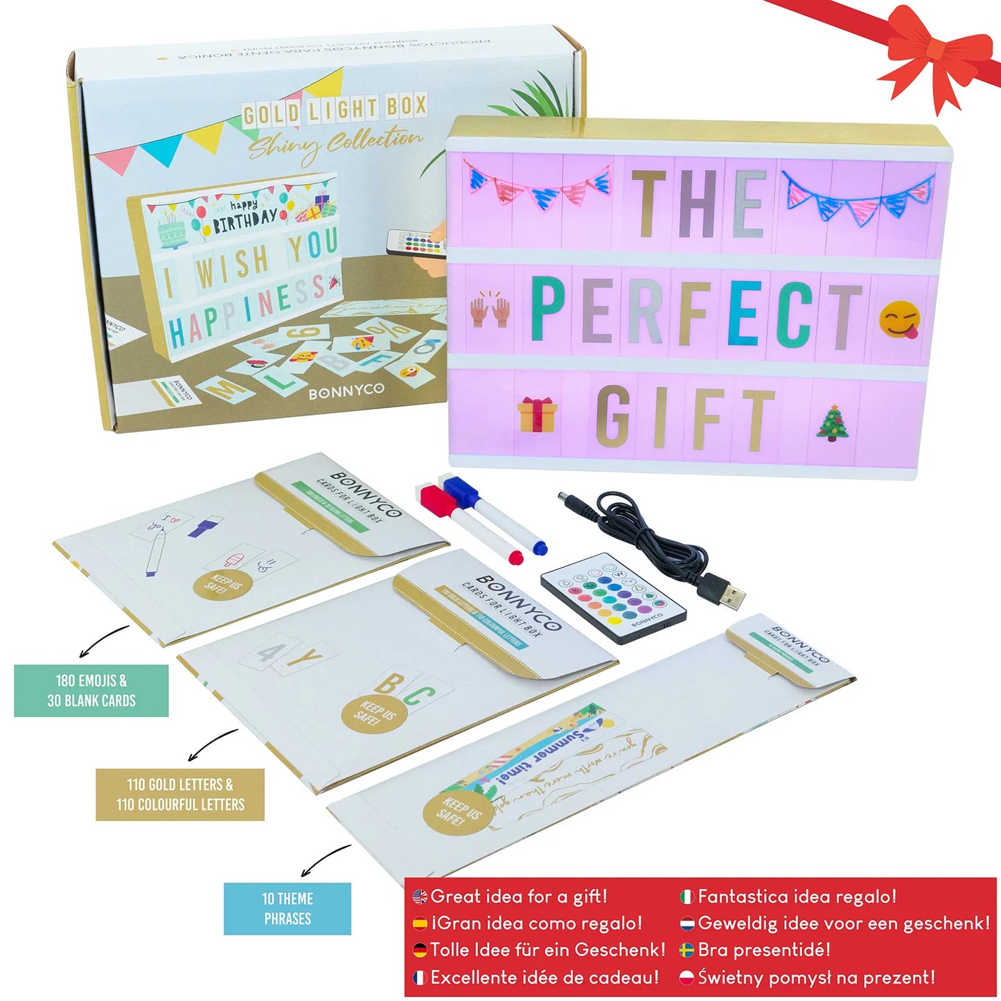 Caja de Luz con Letras - Shiny Gold