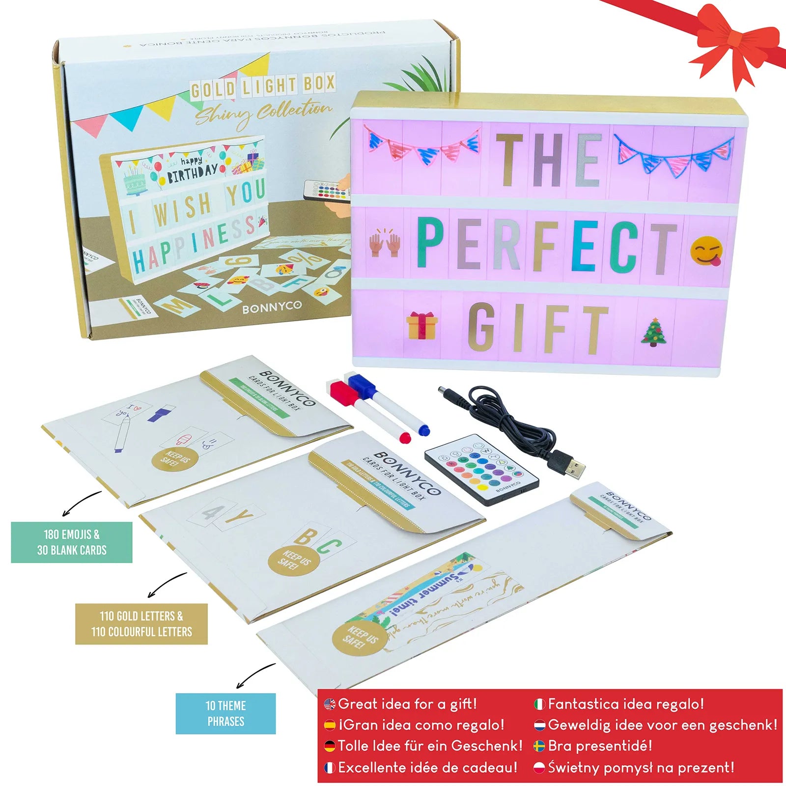 Caja de Luz con Letras - Shiny Gold