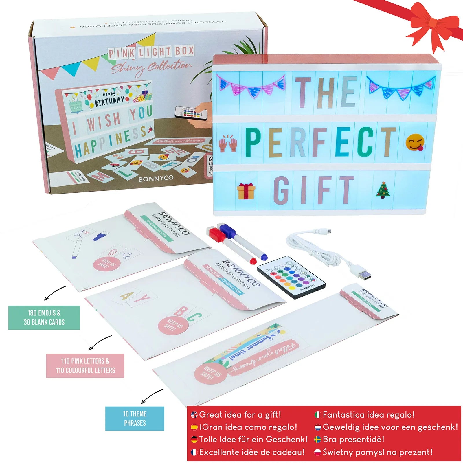 Caja de Luz con Letras - Shiny Pink