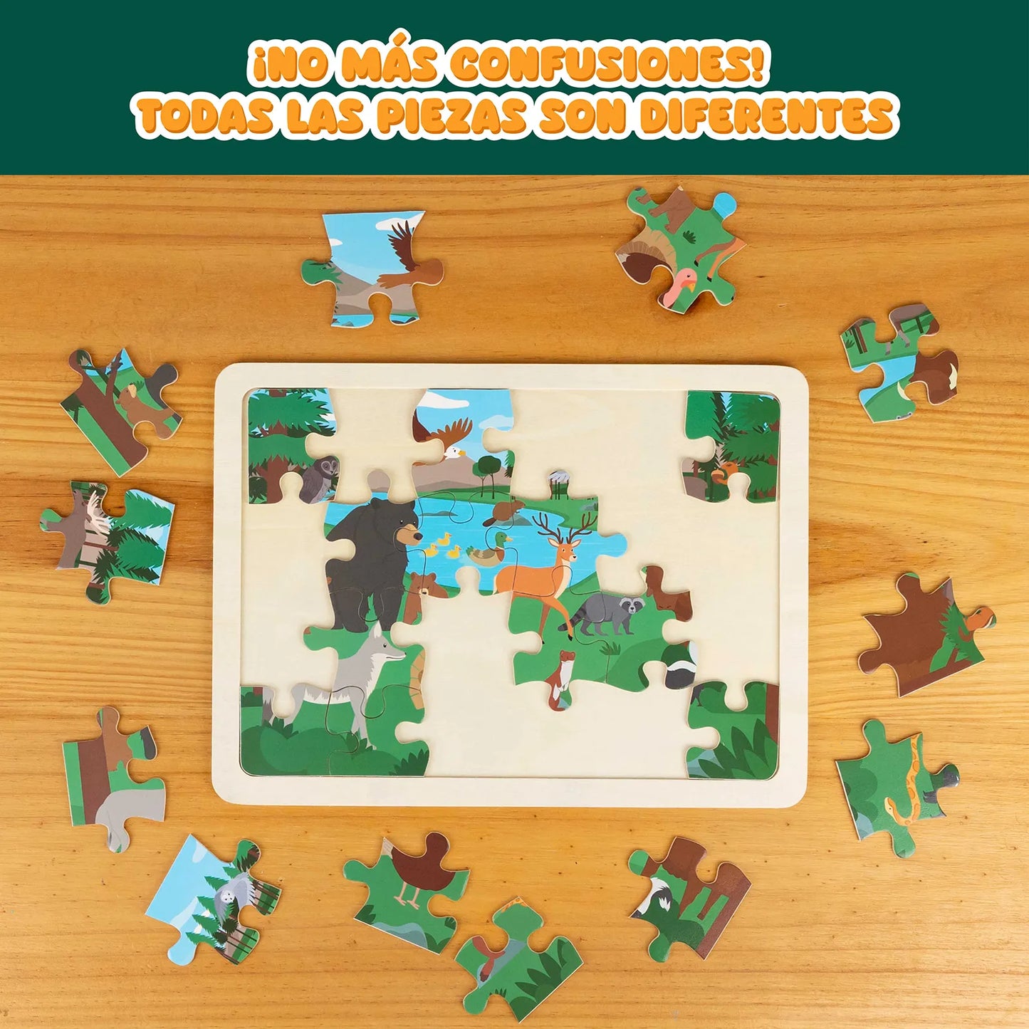 Puzzles de Madera de 24 Piezas con Animales